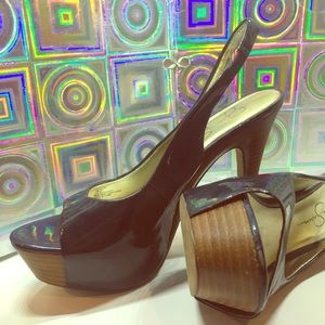 Jessica Simpson Navy Blue Patent Stilettos, Size 7